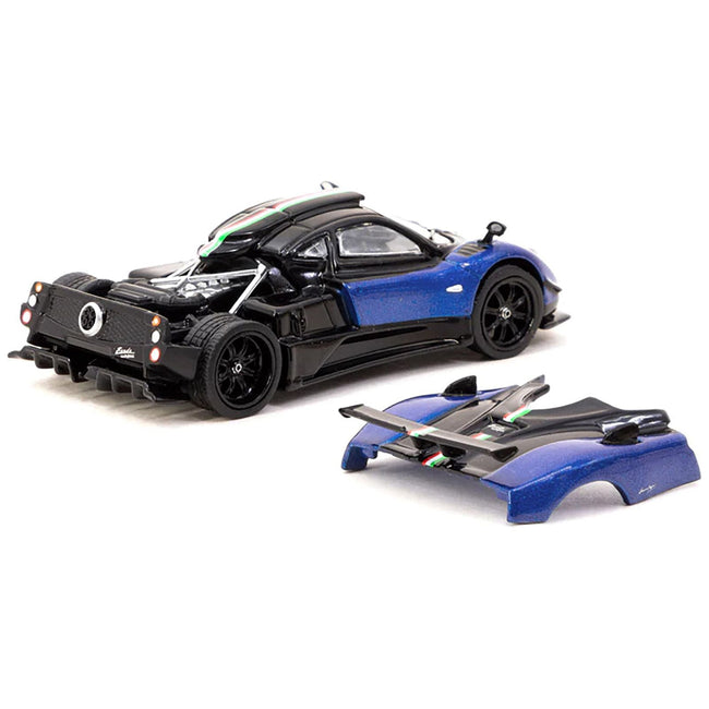 Pagani Zonda Cinque Bianco Blu Francia Blue Metallic and Black "Global64" Series 1/64 Diecast Model by Tarmac Works - Tarmac Works - ModelCars.com
