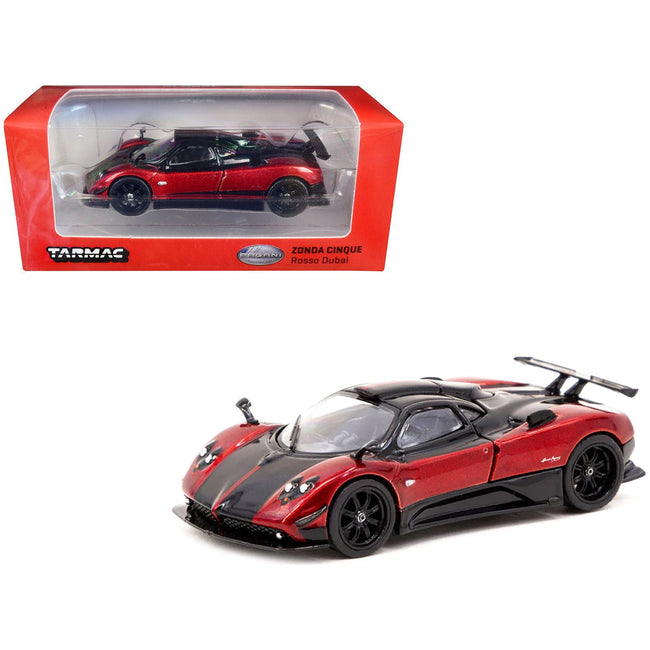 Pagani Zonda Cinque Bianco Rosso Dubai Red Metallic and Black "Global64" Series 1/64 Diecast Model by Tarmac Works - Tarmac Works - ModelCars.com