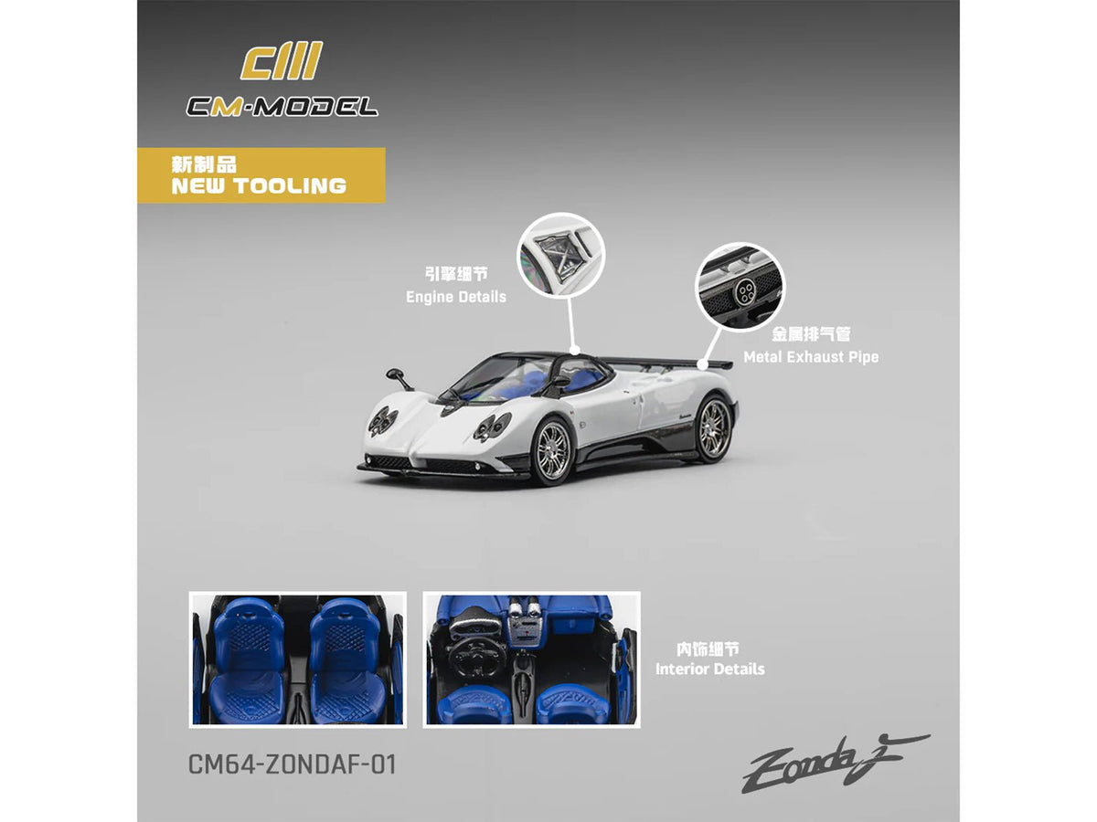 Pagani Zonda F Pearl White with Black Top 1/64 Diecast Model Car by CM Model-CM Models-ModelCars.com