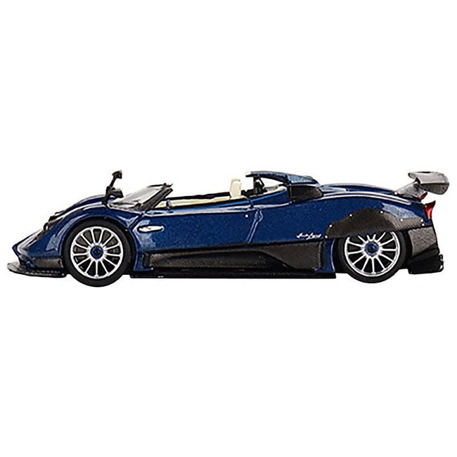 Pagani Zonda HP Barchetta Convertible Blue Tricolore Metallic and Carbon with White Interior Limited Edition to 4200 pieces Worldwide 1/64 Diecast Model Car by True Scale Miniatures - True Scale Miniatures - ModelCars.com