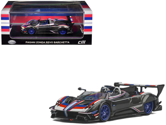 Pagani Zonda Revo Barchetta Carbon with Red White and Blue Stripes 1/64 Diecast Model Car by CM Model-CM Models-ModelCars.com