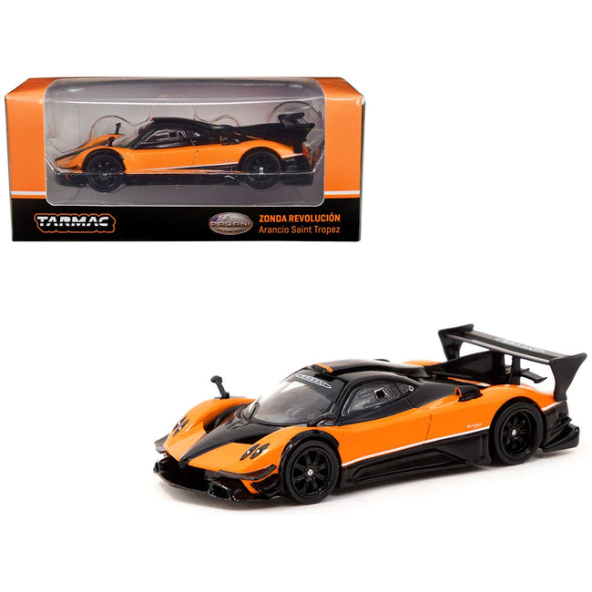 Pagani Zonda Revolucion Arancio Saint Tropez Orange and Black "Global64" Series 1/64 Diecast Model by Tarmac Works - Tarmac Works - ModelCars.com