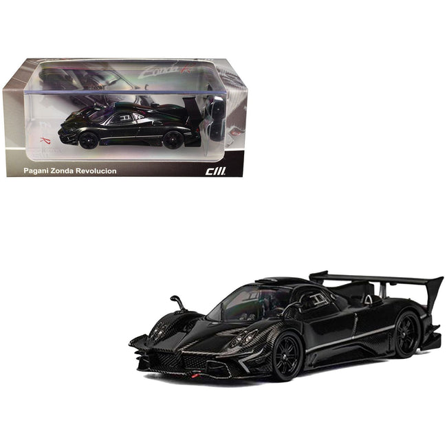 Pagani Zonda Revolucion Black Full Carbon with Extra Wheels 1/64 Diecast Model Car by CM Model-CM Models-ModelCars.com