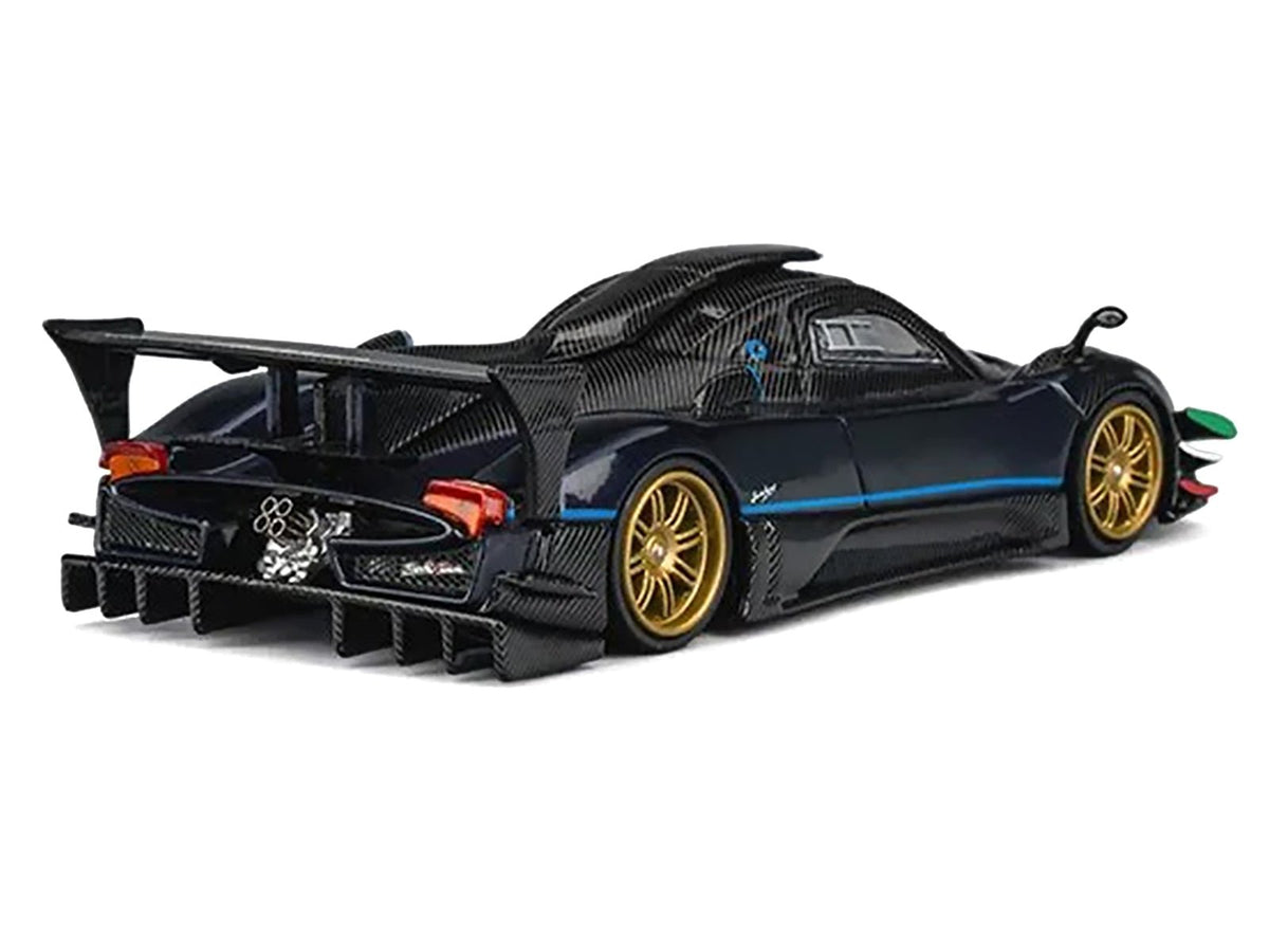 Pagani Zonda Revolucion Dark Blue Metallic and Carbon with Extra Wheels 1/64 Diecast Model Car by CM Model-CM Models-ModelCars.com