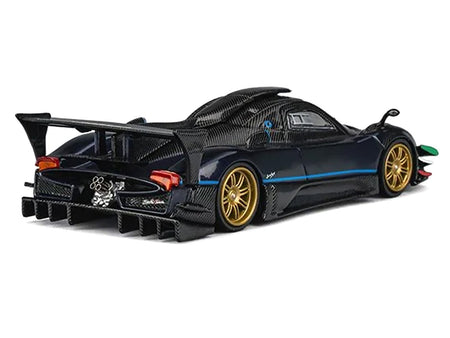 Pagani Zonda Revolucion Dark Blue Metallic and Carbon with Extra Wheels 1/64 Diecast Model Car by CM Model-CM Models-ModelCars.com