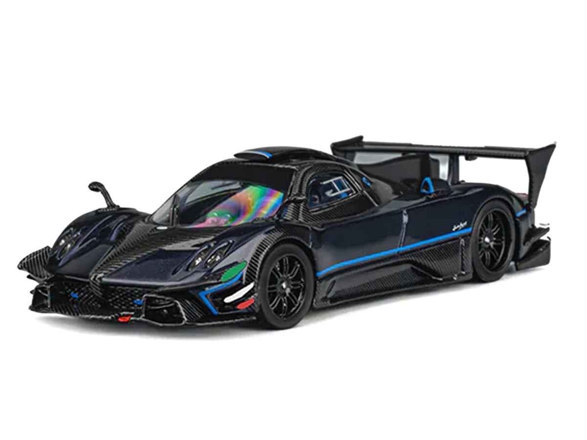 Pagani Zonda Revolucion Dark Blue Metallic and Carbon with Extra Wheels 1/64 Diecast Model Car by CM Model-CM Models-ModelCars.com
