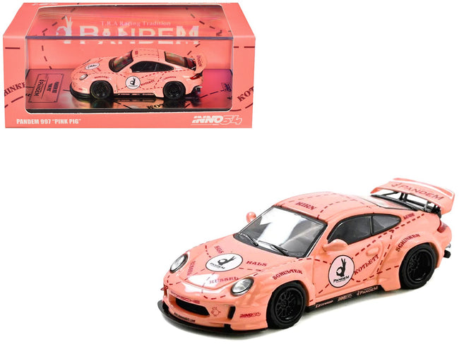 Pandem 997 "Pink Pig" Pink with Graphics 1/64 Diecast Model Car by Inno Models-Inno Models-ModelCars.com