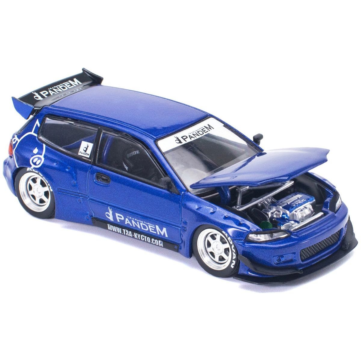 Pandem Civic EG6 RHD (Right Hand Drive) Blue Metallic 1/64 Diecast Model Car by Pop Race-Pop Race-ModelCars.com