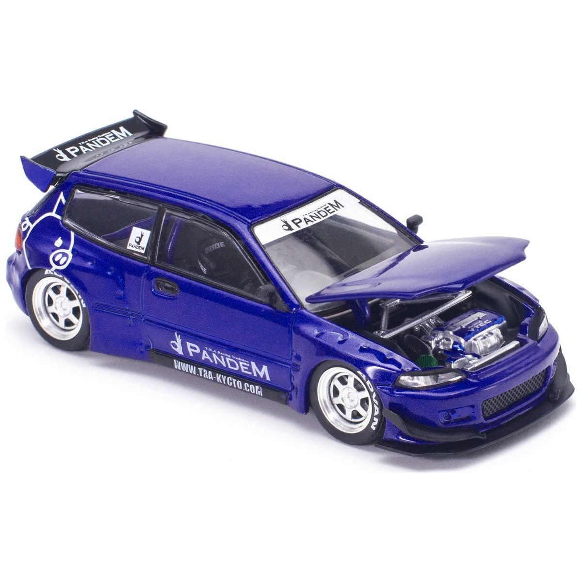 Pandem Civic EG6 RHD (Right Hand Drive) Blue Metallic "Enigma Exclusive Edition" 1/64 Diecast Model Car by Pop Race-Pop Race-ModelCars.com