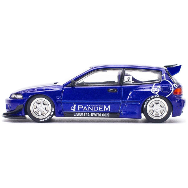 Pandem Civic EG6 RHD (Right Hand Drive) Blue Metallic "Enigma Exclusive Edition" 1/64 Diecast Model Car by Pop Race-Pop Race-ModelCars.com