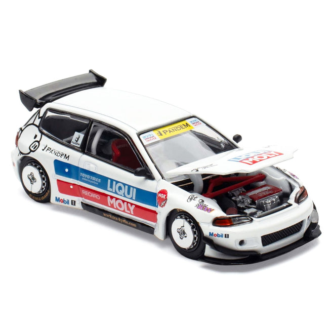 Pandem Civic EG6 RHD (Right Hand Drive) White with Stripes and Graphics "VDX - Tokyo Auto Salon Hong Kong 2025" Special Edition 1/64 Diecast Model Car by Pop Race-Pop Race-ModelCars.com