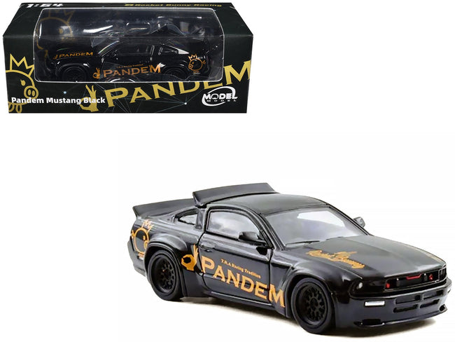 Pandem Mustang Black with Gold Graphics 1/64 Diecast Model Car by Model Model-Model Model-ModelCars.com
