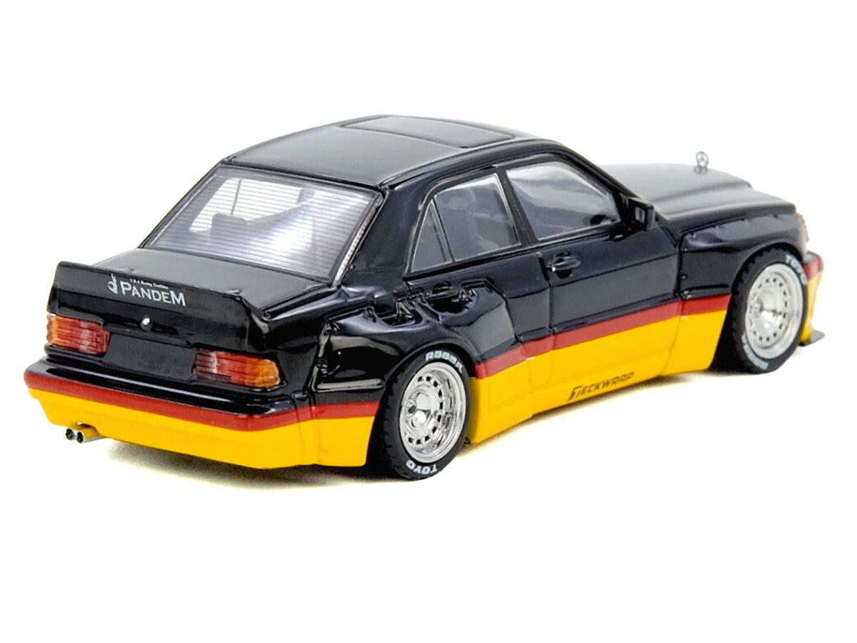 Pandem Rocket Bunny 190E Black with Red and Yellow Stripes "Diecast Con Madrid 2026 Event Edition" 1/64 Diecast Model Car by Inno Models-Inno Models-ModelCars.com
