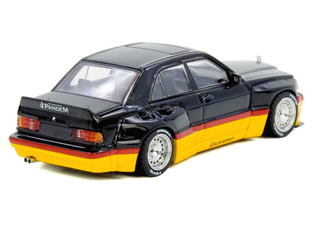 Pandem Rocket Bunny 190E Black with Red and Yellow Stripes "Diecast Con Madrid 2026 Event Edition" 1/64 Diecast Model Car by Inno Models-Inno Models-ModelCars.com