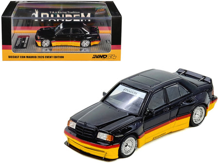 Pandem Rocket Bunny 190E Black with Red and Yellow Stripes "Diecast Con Madrid 2026 Event Edition" 1/64 Diecast Model Car by Inno Models-Inno Models-ModelCars.com