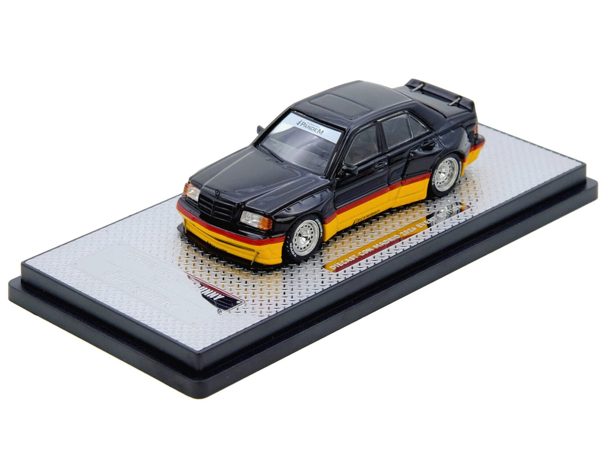 Pandem Rocket Bunny 190E Black with Red and Yellow Stripes "Diecast Con Madrid 2026 Event Edition" 1/64 Diecast Model Car by Inno Models-Inno Models-ModelCars.com