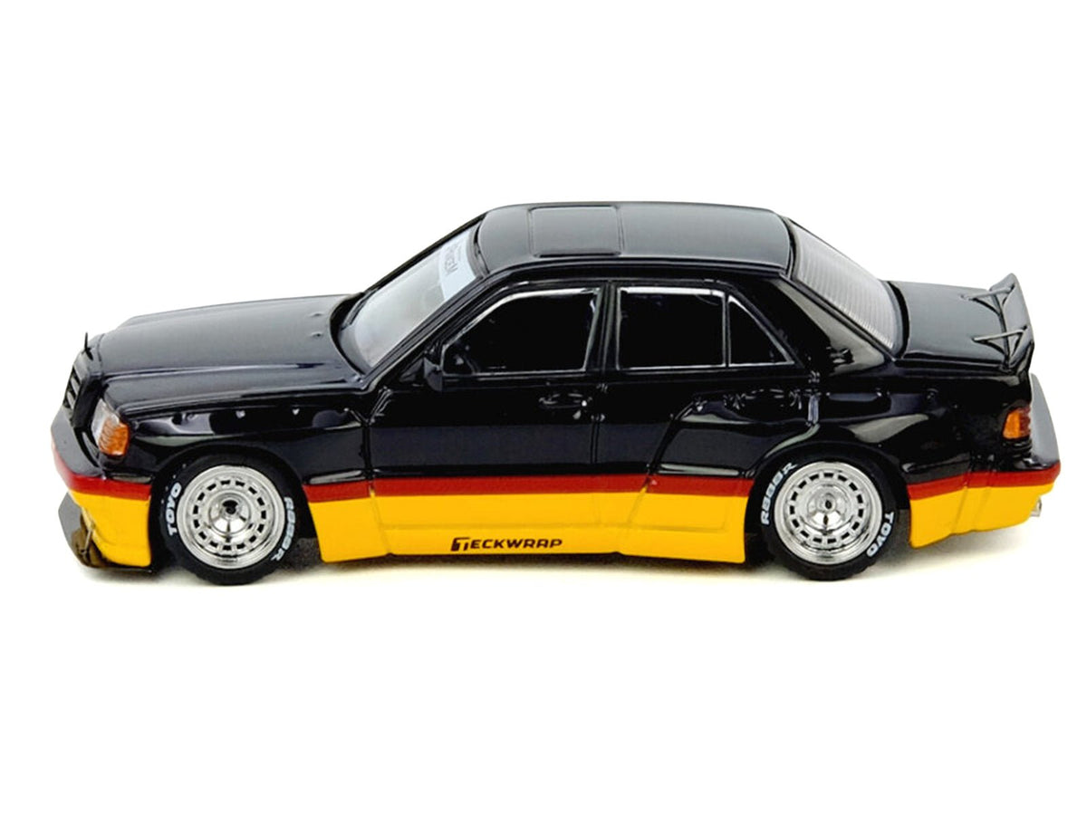 Pandem Rocket Bunny 190E Black with Red and Yellow Stripes "Diecast Con Madrid 2026 Event Edition" 1/64 Diecast Model Car by Inno Models-Inno Models-ModelCars.com