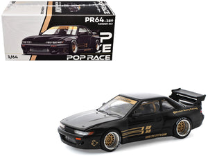 Pandem S13 RHD (Right Hand Drive) Black with Gold Accents 1/64 Diecast Model Car by Pop Race