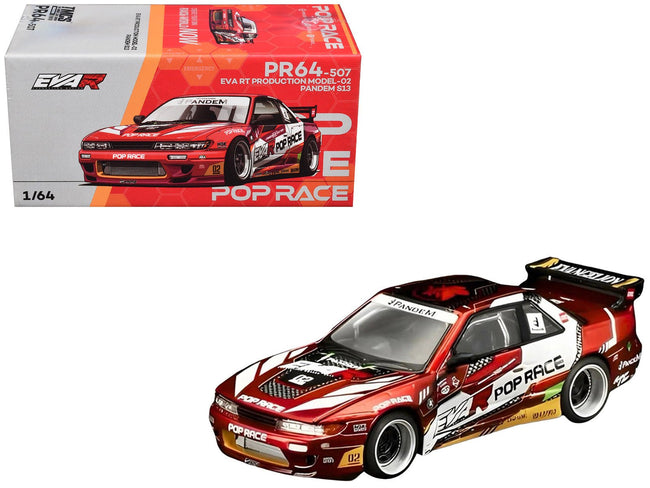 Pandem S13 RHD (Right Hand Drive) "EVA RT Production Model-02" Red Metallic with Graphics 1/64 Diecast Model Car by Pop Race-Pop Race-ModelCars.com