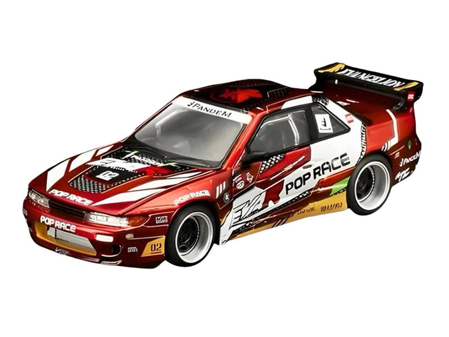 Pandem S13 RHD (Right Hand Drive) "EVA RT Production Model-02" Red Metallic with Graphics 1/64 Diecast Model Car by Pop Race-Pop Race-ModelCars.com