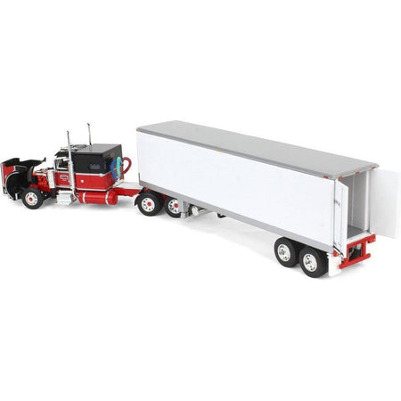 Peterbilt 359 with 60" Vintage Sleeper and 40' Vintage Refrigerated Trailer "Pirkle Refrigerated Freight Lines" Red and Black "Legacy Series" 1 1/64 Diecast Model by DCP/First Gear - First Gear - ModelCars.com