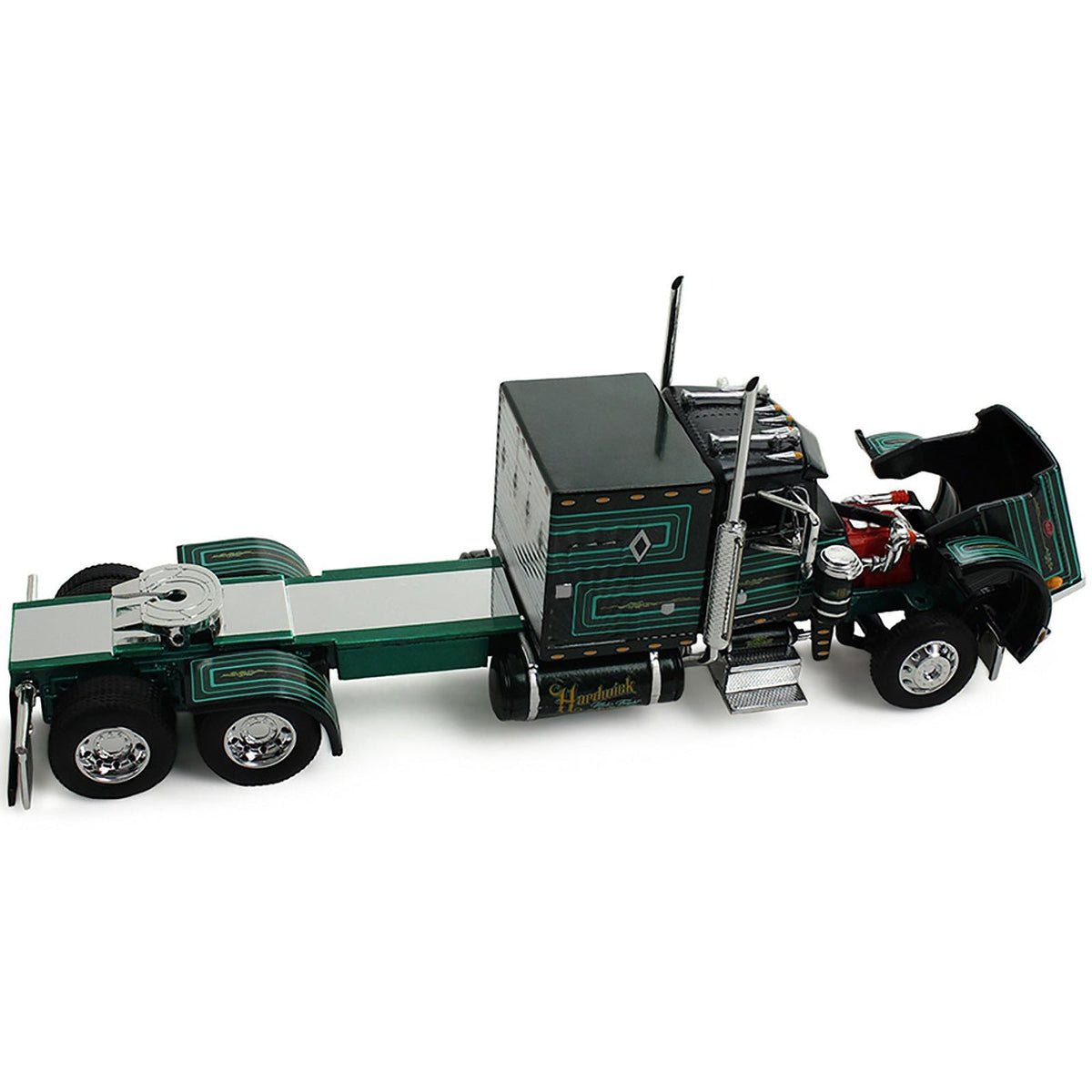 Peterbilt 359 with 60" Vintage Sleeper and 53' Utility Trailer with Reefer "Hardwick Motor Freight" Green Metallic with Stripes "Big Rigs" Series II #2 1/64 Diecast Model by DCP/First Gear-First Gear-ModelCars.com
