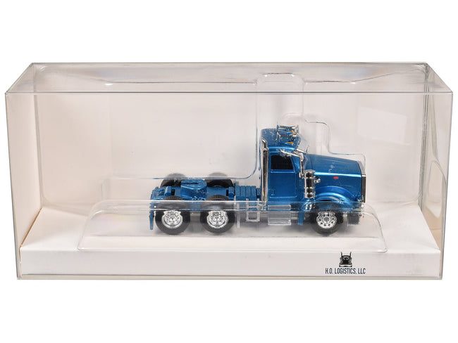 Peterbilt 367 Day Cab Blue Metallic 1/87 (HO) Scale Plastic Model Car by HO Logistics-HO Logistics Replicas-ModelCars.com