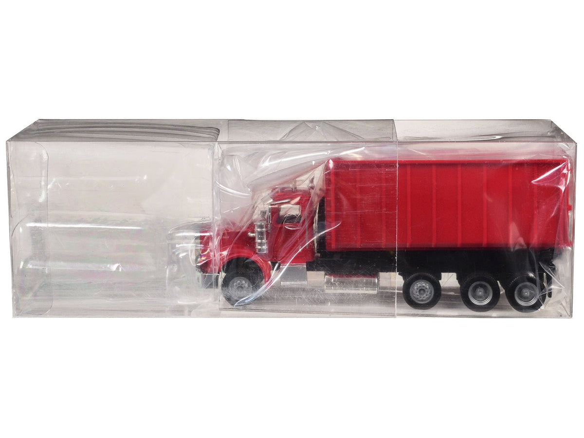 Peterbilt 367 Roll-Off Dump Truck Red with Red Box 1/87 (HO) Plastic Model Car by Promotex-Promotex-ModelCars.com