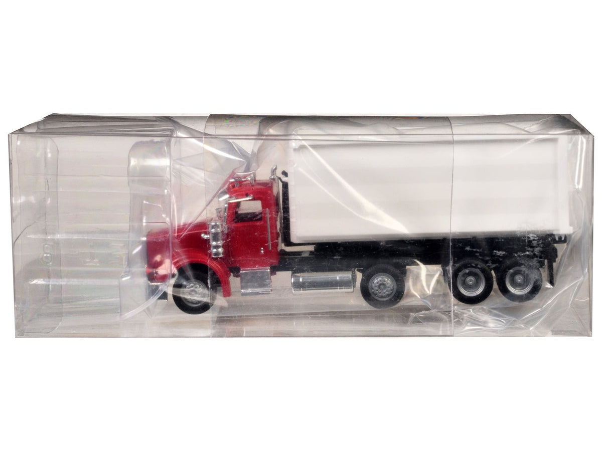 Peterbilt 367 Roll-Off Dump Truck Red with White Box 1/87 (HO) Plastic Model Car by Promotex-Promotex-ModelCars.com