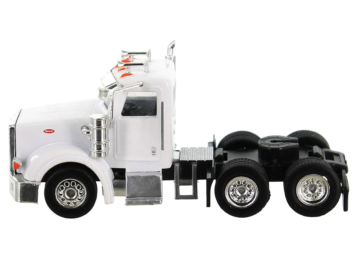 Peterbilt 367 Truck Tractor with Day Cab White and Articulated Tank Trailer "Cemex" White with Blue Stripes Combo Set 1/87 (HO) Plastic Model Car by HO Logistics-HO Logistics Replicas-ModelCars.com