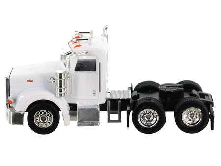 Peterbilt 367 Truck Tractor with Day Cab White and Articulated Tank Trailer "Cemex" White with Blue Stripes Combo Set 1/87 (HO) Plastic Model Car by HO Logistics-HO Logistics Replicas-ModelCars.com