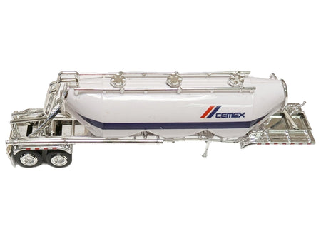 Peterbilt 367 Truck Tractor with Day Cab White and Articulated Tank Trailer "Cemex" White with Blue Stripes Combo Set 1/87 (HO) Plastic Model Car by HO Logistics-HO Logistics Replicas-ModelCars.com