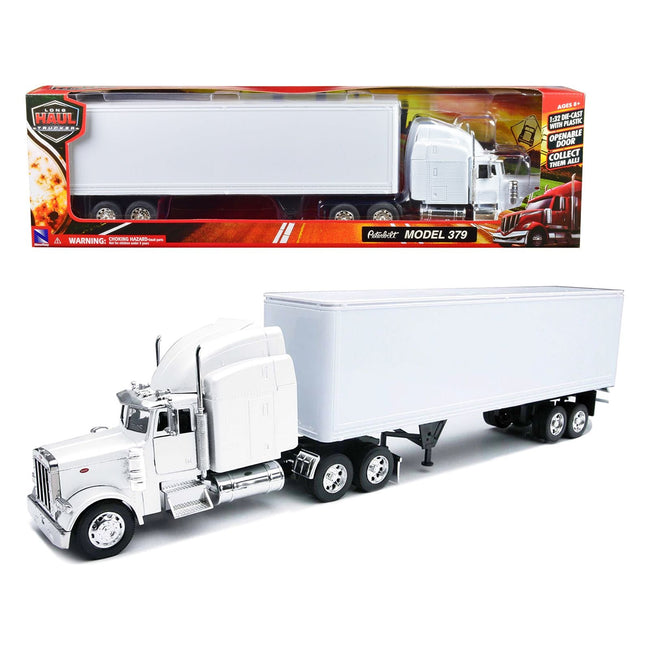 Peterbilt 379 Truck with Dry Goods Trailer White "Long Haul Trucker" Series 1/32 Diecast Model by New Ray - New Ray - ModelCars.com