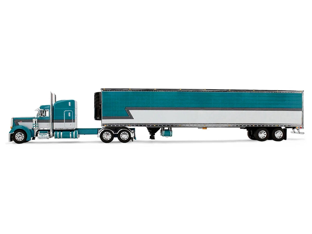 Peterbilt 379 with 63" Mid-Roof Sleeper and 53' Utility Trailer with Reefer "Tway Rose Transport" Teal and White with Stripes "Big Rigs" Series II 5 1/64 Diecast Model by DCP/First Gear-First Gear-ModelCars.com