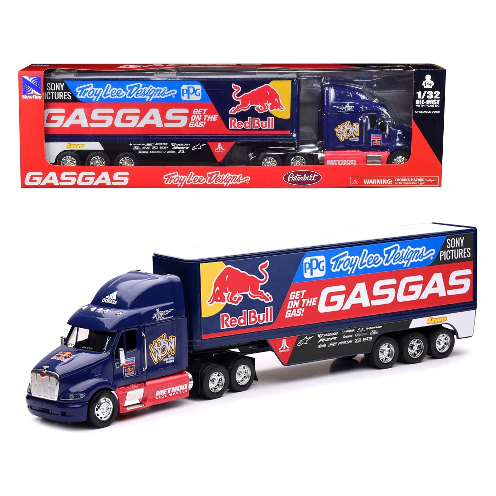 Peterbilt 387 Truck Dark Blue "Red Bull - Troy Lee Designs - GASGAS" 1/32 Diecast Model by New Ray - New Ray - ModelCars.com