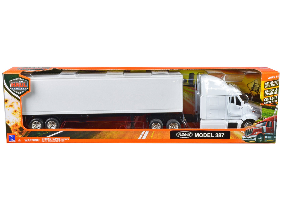 Peterbilt 387 Truck with Dry Goods Trailer White "Long Haul Trucker" Series 1/43 Diecast Model by New Ray-New Ray-ModelCars.com