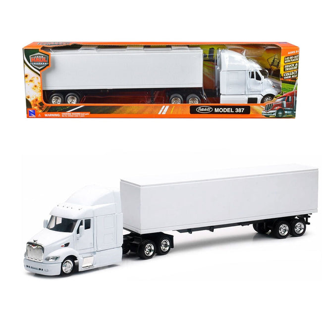 Peterbilt 387 Truck with Dry Goods Trailer White "Long Haul Trucker" Series 1/43 Diecast Model by New Ray-New Ray-ModelCars.com
