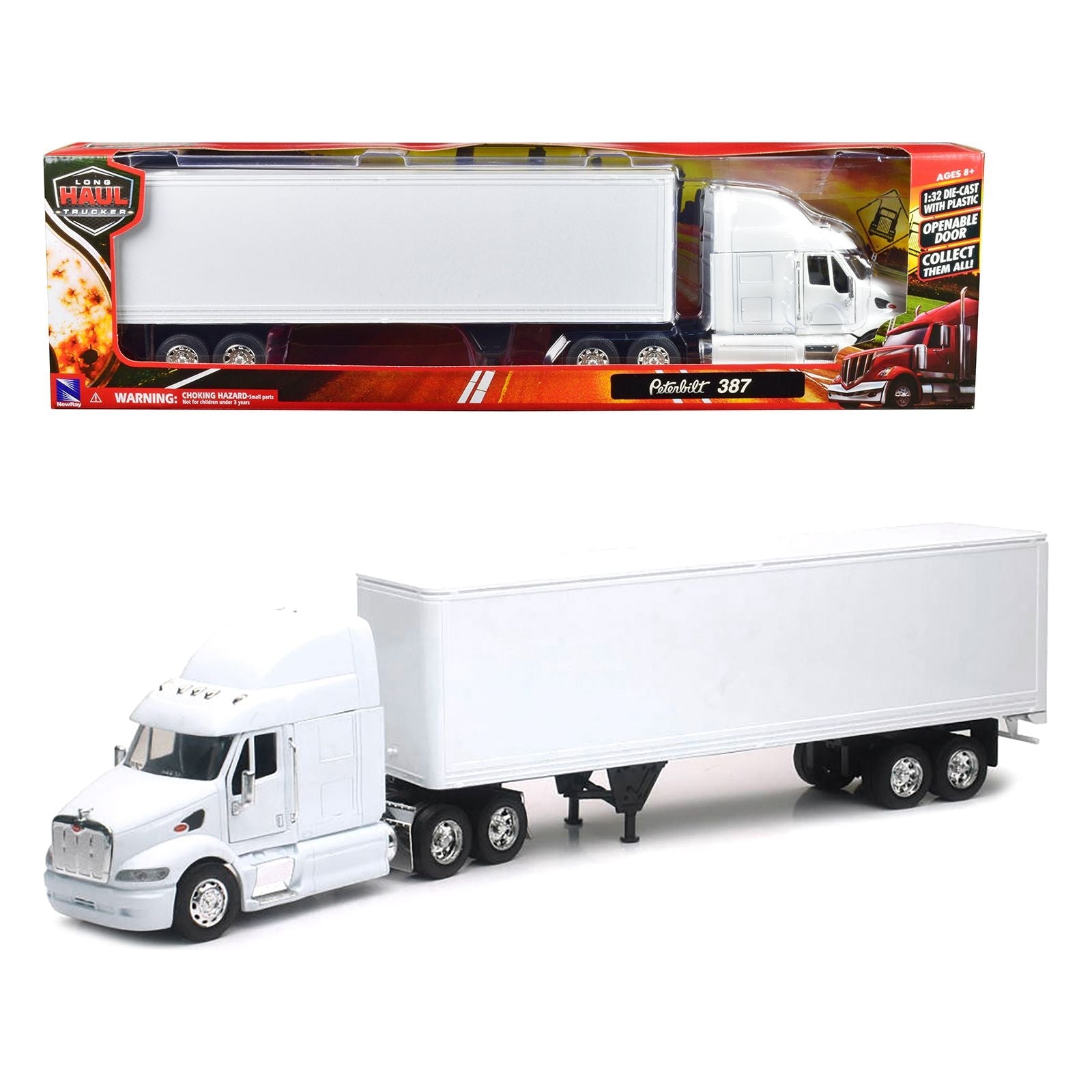 Peterbilt 387 Truck with Dry Goods Trailer White "Long Haul Truckers" Series 1/32 Diecast Model by New Ray - New Ray - ModelCars.com