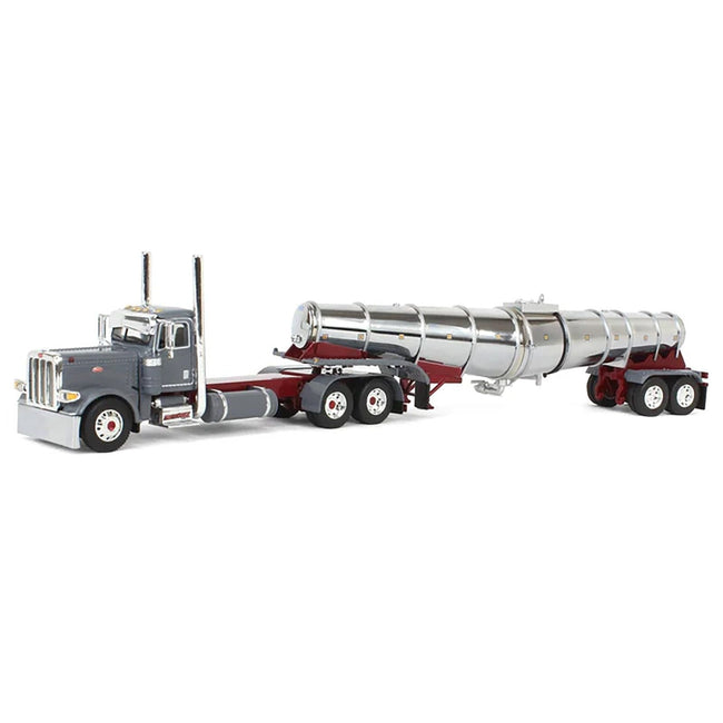 Peterbilt 389 Day Cab and Polar Deep Drop Tank Trailer "North Coast Wine" Gray 1/64 Diecast Model by DCP/First Gear-First Gear-ModelCars.com