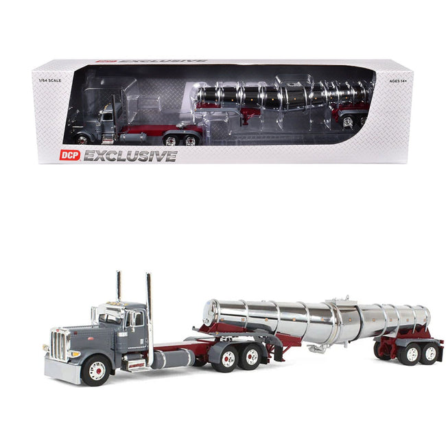 Peterbilt 389 Day Cab and Polar Deep Drop Tank Trailer "North Coast Wine" Gray 1/64 Diecast Model by DCP/First Gear - First Gear - ModelCars.com