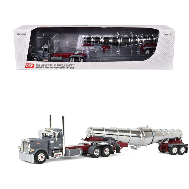 Peterbilt 389 Day Cab and Polar Deep Drop Tank Trailer "North Coast Wine" Gray 1/64 Diecast Model by DCP/First Gear-First Gear-ModelCars.com