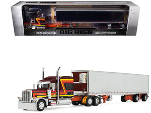 Peterbilt 389 Tri-Axle Day Cab and Walker Food Grade Tank Trailer "Finnesgard Trucking" Blue with Orange Stripes 1/64 Diecast Model by DCP/First Gear