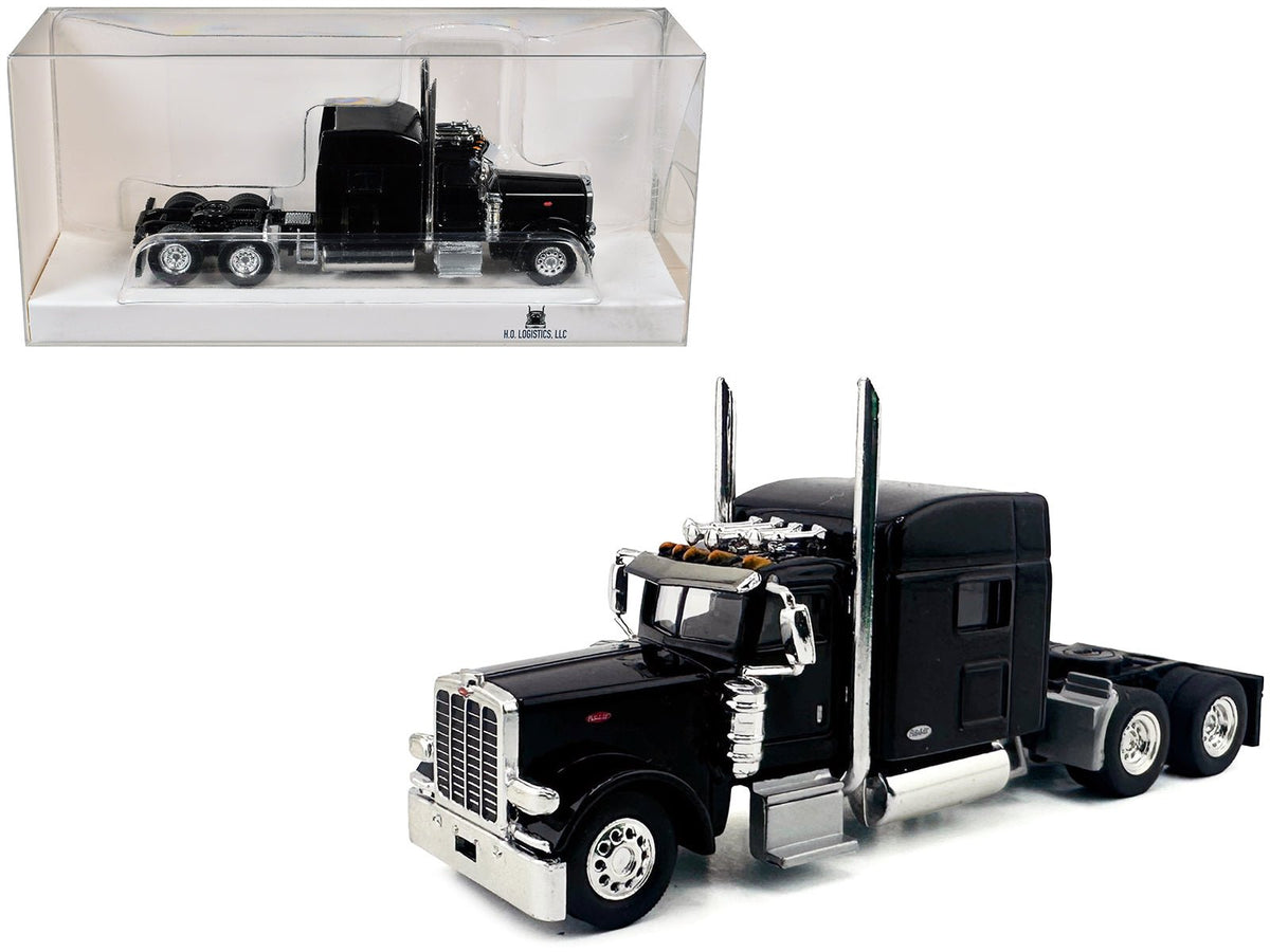 Peterbilt 389 Truck Tractor with Sleeper Cab Black 1/87 (HO) Scale Plastic Model Car by HO Logistics-HO Logistics Replicas-ModelCars.com