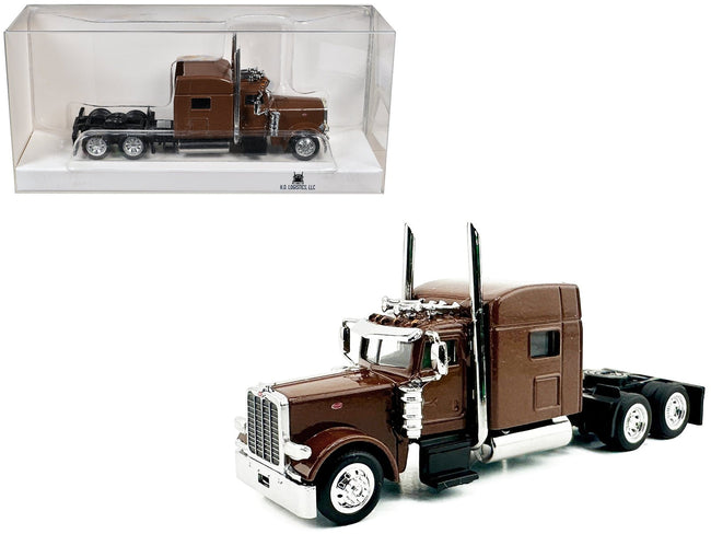 Peterbilt 389 Truck Tractor with Sleeper Cab Brown Metallic 1/87 (HO) Scale Plastic Model Car by HO Logistics-HO Logistics Replicas-ModelCars.com