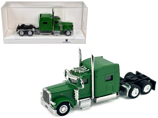 Peterbilt 389 Truck Tractor with Sleeper Cab Green 1/87 (HO) Scale Plastic Model Car by HO Logistics-HO Logistics Replicas-ModelCars.com