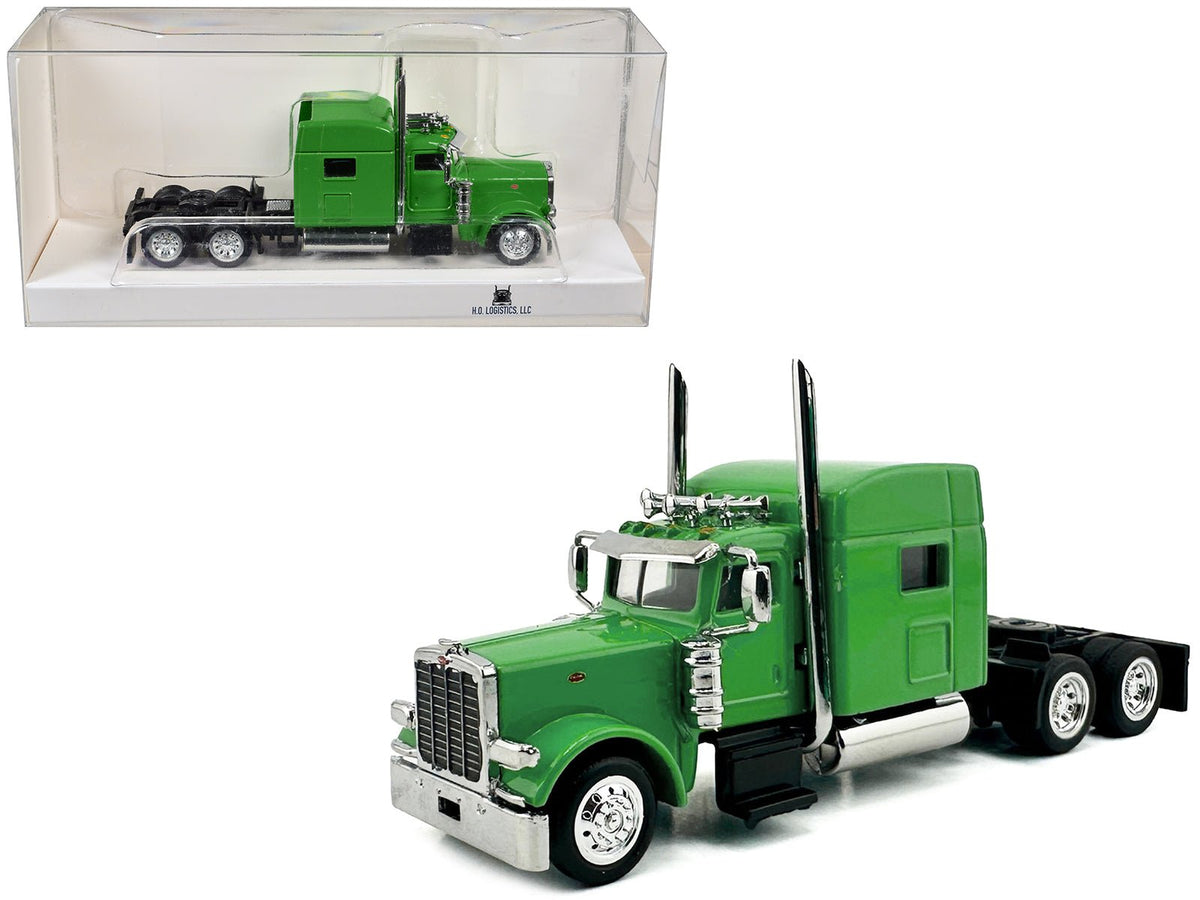 Peterbilt 389 Truck Tractor with Sleeper Cab Lime Green 1/87 (HO) Scale Plastic Model Car by HO Logistics-HO Logistics Replicas-ModelCars.com