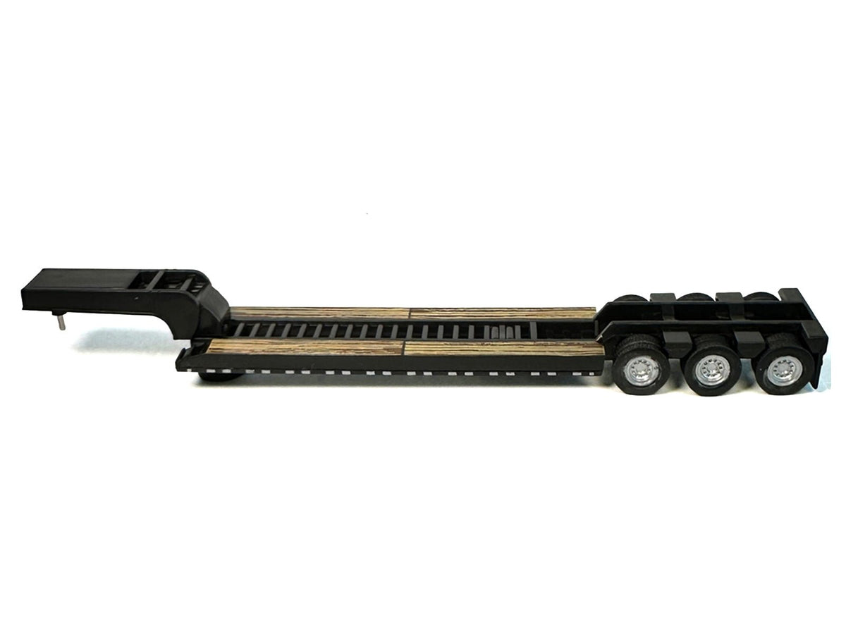 Peterbilt 389 Truck Tractor with Sleeper Cab Lime Green and Low Boy Flatbed Trailer Black Combo Set 1/87 (HO) Plastic Model Car by HO Logistics-HO Logistics Replicas-ModelCars.com