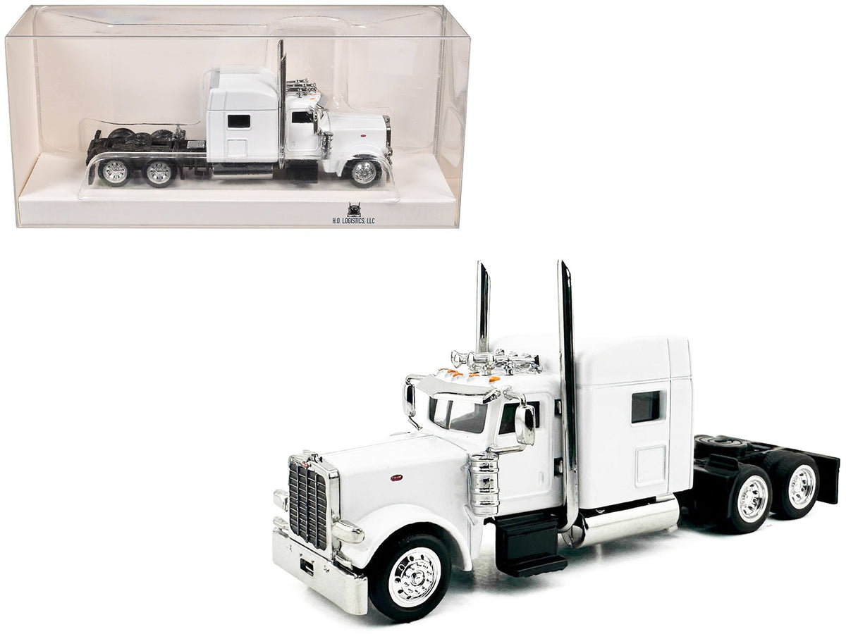 Peterbilt 389 Truck Tractor with Sleeper Cab White 1/87 (HO) Scale Plastic Model Car by HO Logistics-HO Logistics Replicas-ModelCars.com