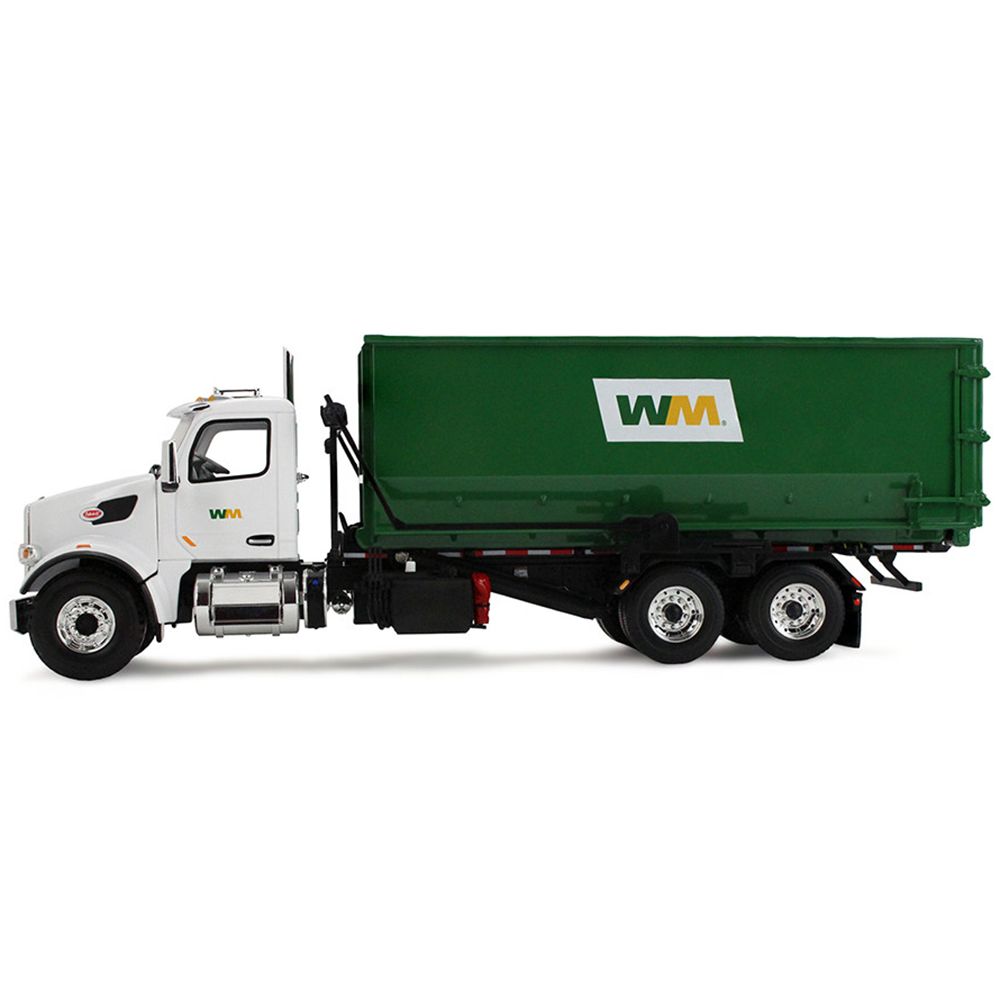 Peterbilt 567 Refuse Garbage Truck with 40 Yard Roll-Off Container "Waste Management" White and Green 1/34 Diecast Model by First Gear-First Gear-ModelCars.com