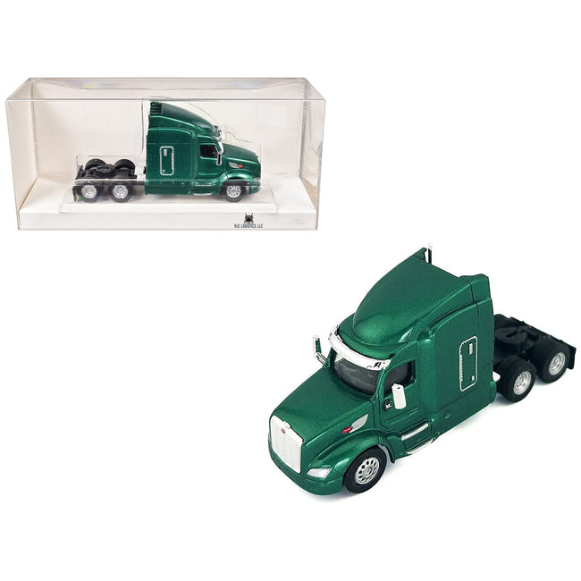Peterbilt 579 Sleeper Cab Green Metallic 1/87 (HO) Plastic Model Car by HO Logistics-HO Logistics Replicas-ModelCars.com